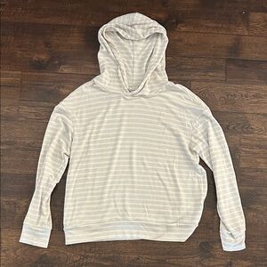 Women’s Cream Striped Hoodie Sweater